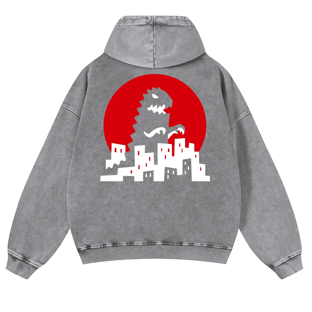 Kaiju Vintage Washed Cotton Back Art Hoodie