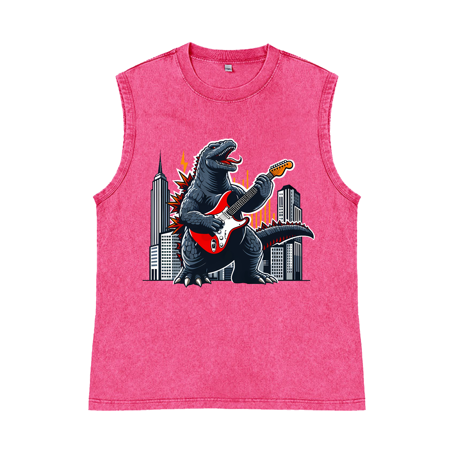 Rock Kaiju Pure Cotton Wash-Dyed Sleeveless Tank Top