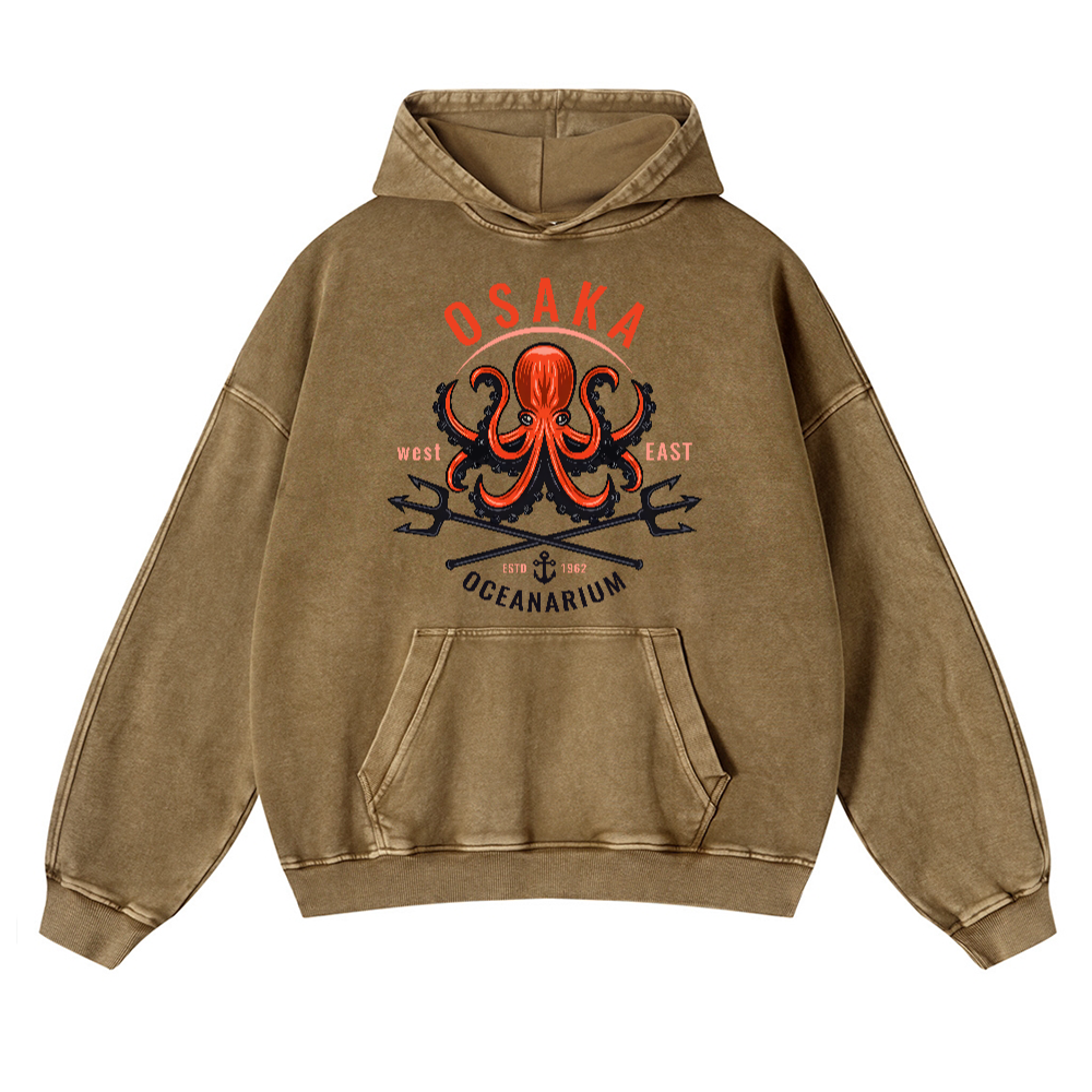 Osaka Octopus Vintage Washed Thick Cotton Hoodie