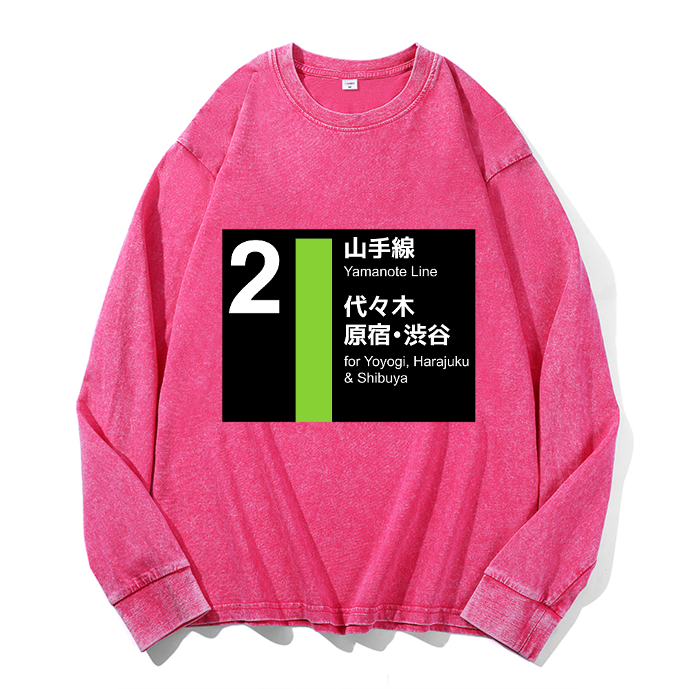Vintage Cotton Wash Crewneck Long-Sleeve T-Shirt