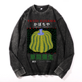 Yayoi Kusama Pumpkin Vintage Cotton Wash Crewneck Long-Sleeve T-Shirt