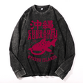 Okinawa Churaumi Aquarium Kyushu Islands Vintage Cotton Wash Crewneck Long-Sleeve T-Shirt