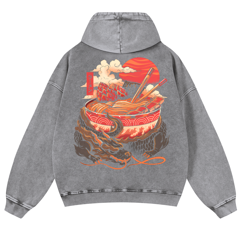 Dragon Ramen Vintage Washed Cotton Back Art Hoodie