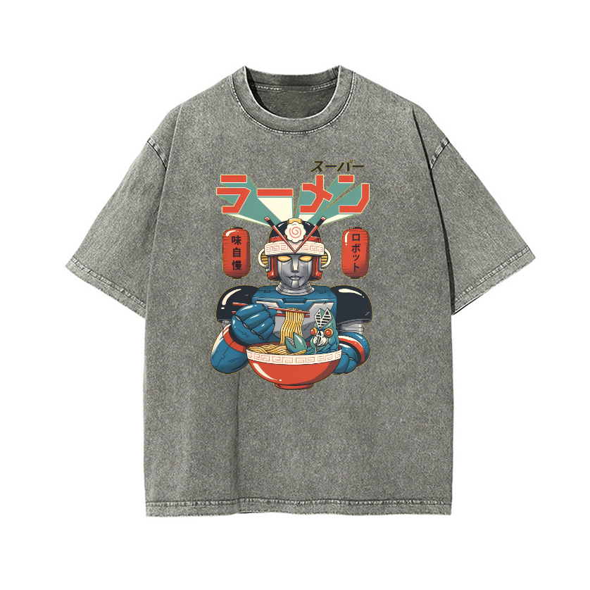 Ramen Robot Vintage Wash Japanese Design T-Shirt