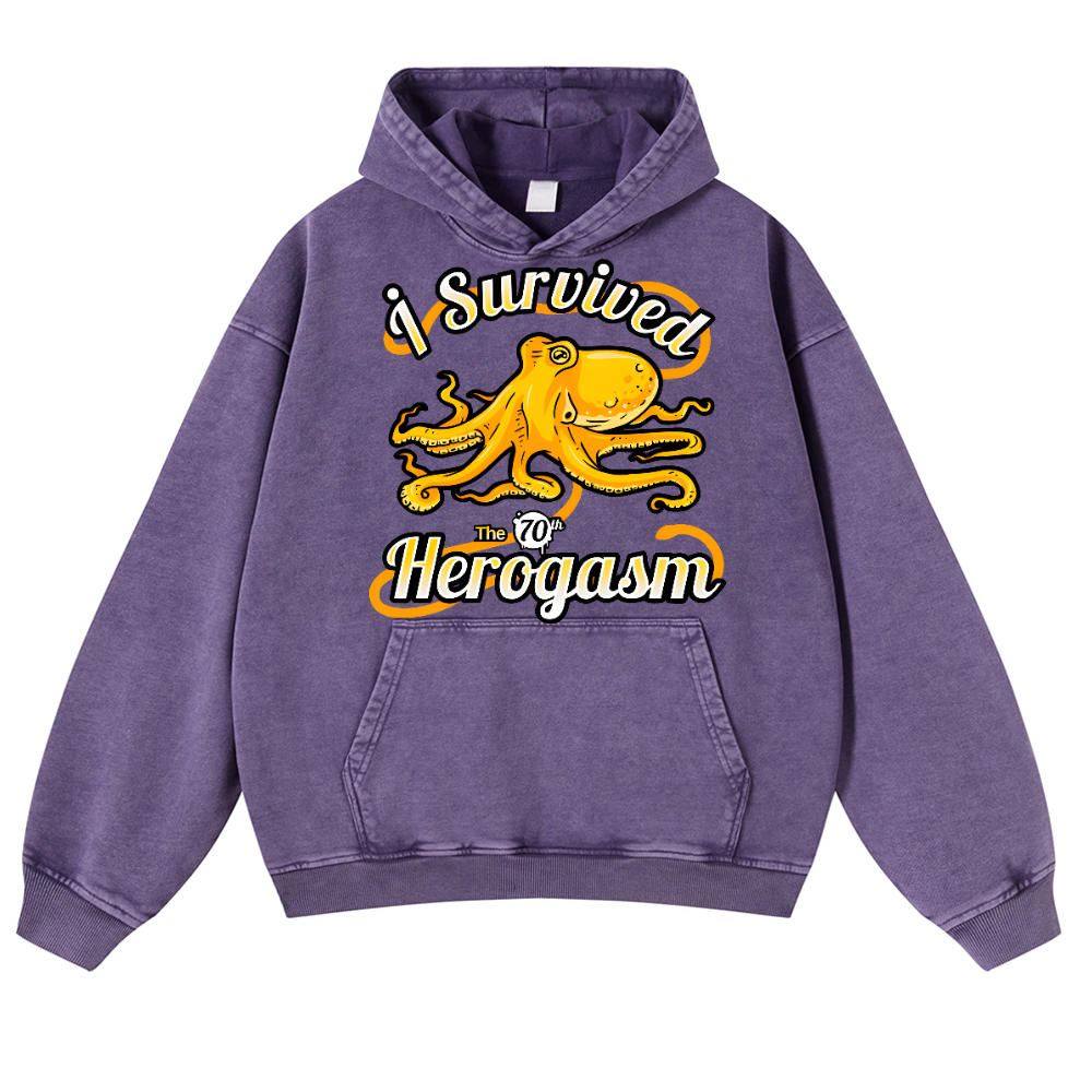 Octopus Vintage Washed Thick Cotton Hoodie