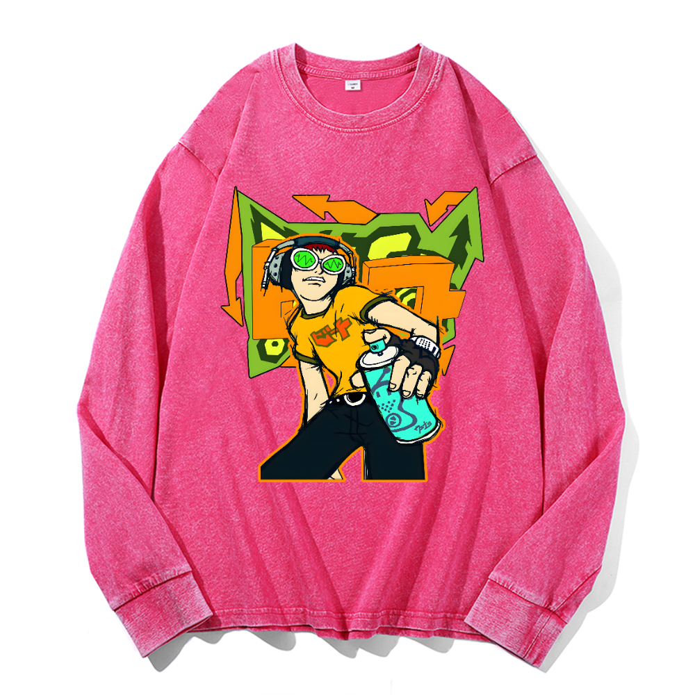 Jet Set Radio Vintage Cotton Wash Long-sleeve T-shirt