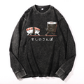 Sushi Vintage Cotton Wash Crewneck Long-Sleeve T-Shirt