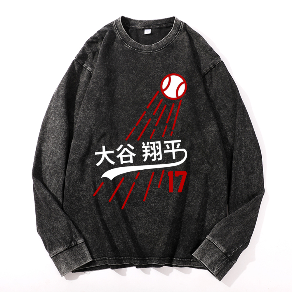 Vintage Cotton Wash Crewneck Long-Sleeve T-Shirt