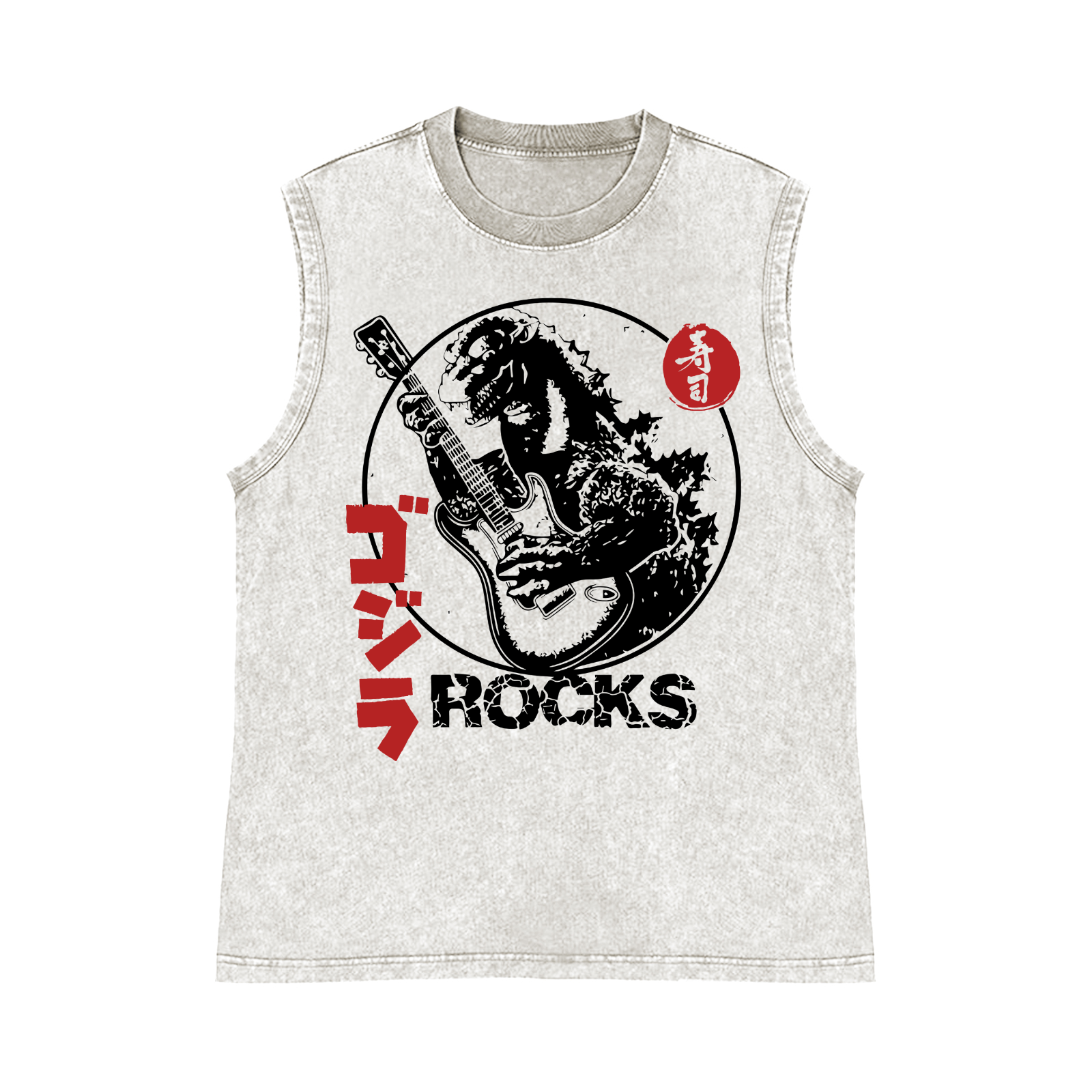 Rock Kaiju Pure Cotton Wash-Dyed Sleeveless Tank Top