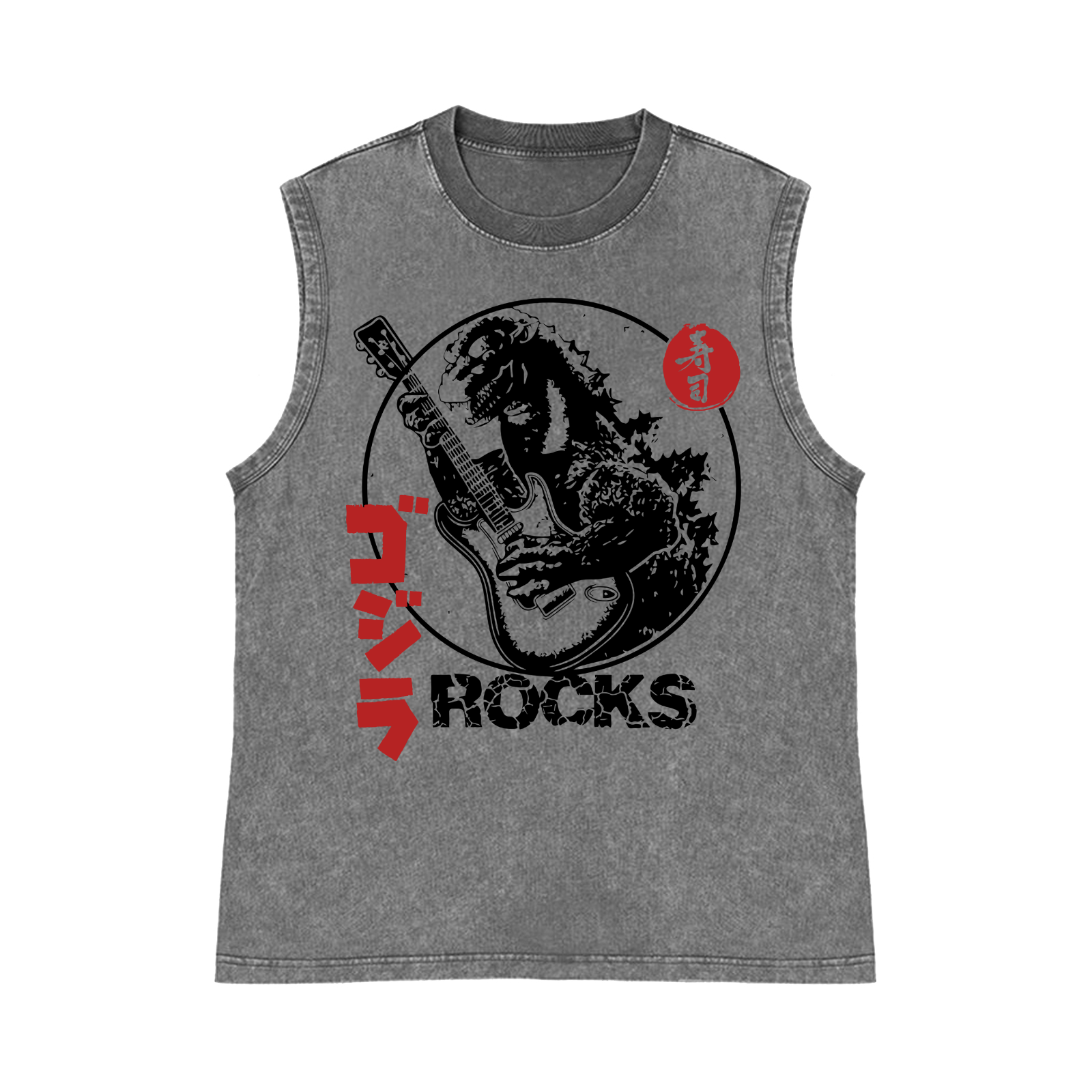 Rock Kaiju Pure Cotton Wash-Dyed Sleeveless Tank Top