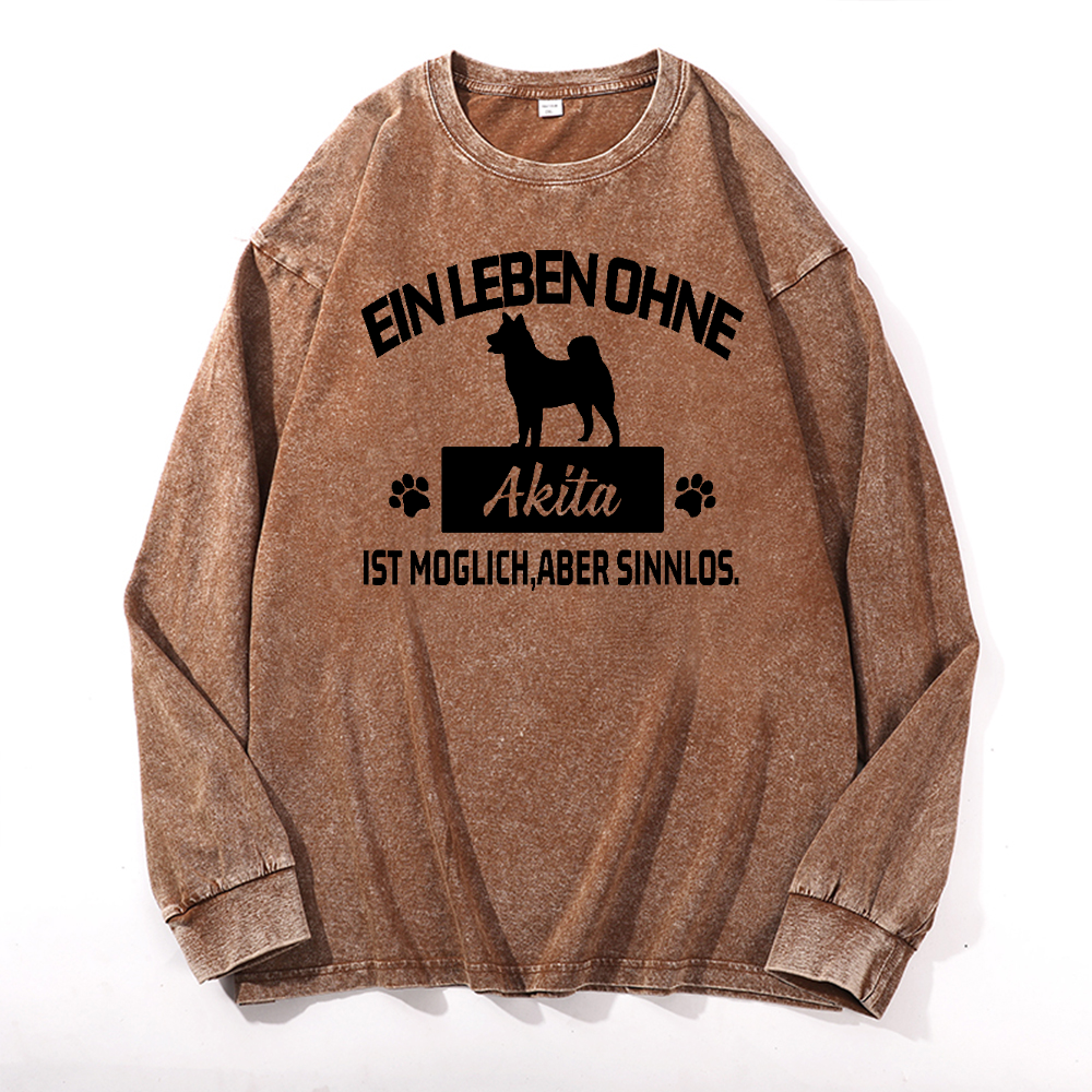 Akita Vintage Cotton Wash Crewneck Long-Sleeve T-Shirt