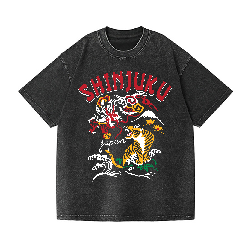 Shinjuku Tiger Vintage Wash Japanese Design T-Shirt