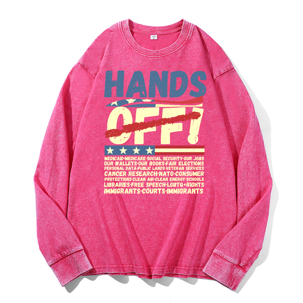 Hands Off... Vintage Cotton Wash Long-sleeve T-shirt