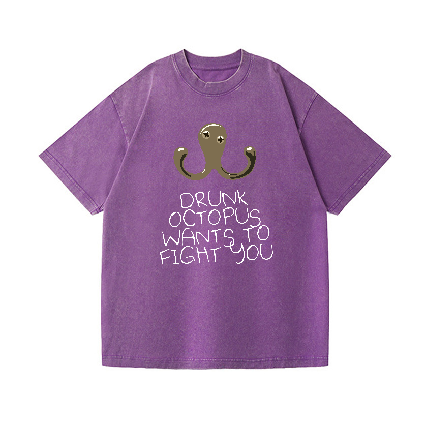 Drunken Octopus Vintage Wash Japanese Design T-Shirt