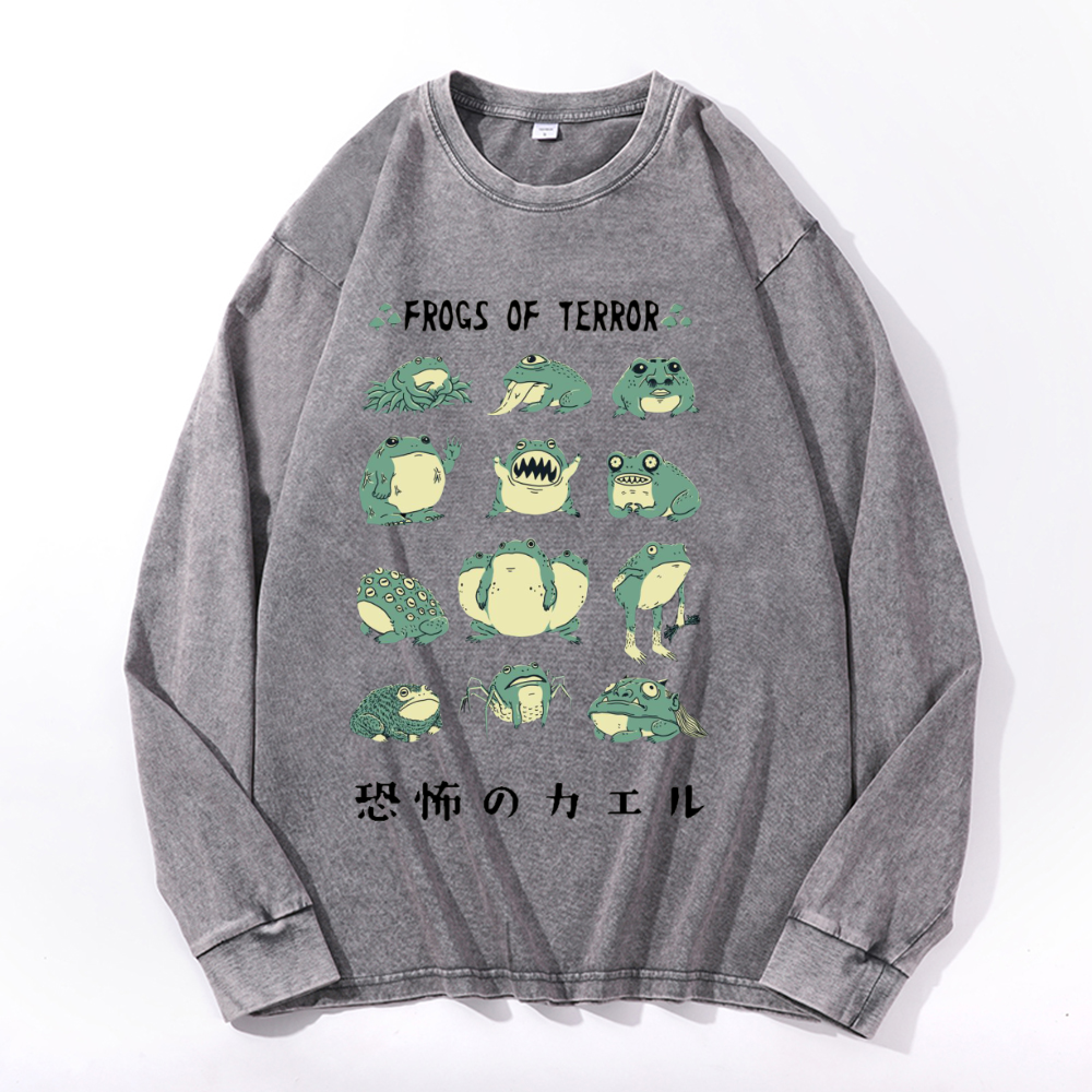 Vintage Cotton Wash Crewneck Long-Sleeve T-Shirt