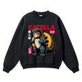 Catzilla Cat Kaiju Vintage Cotton Blend Crewneck Sweatshirt