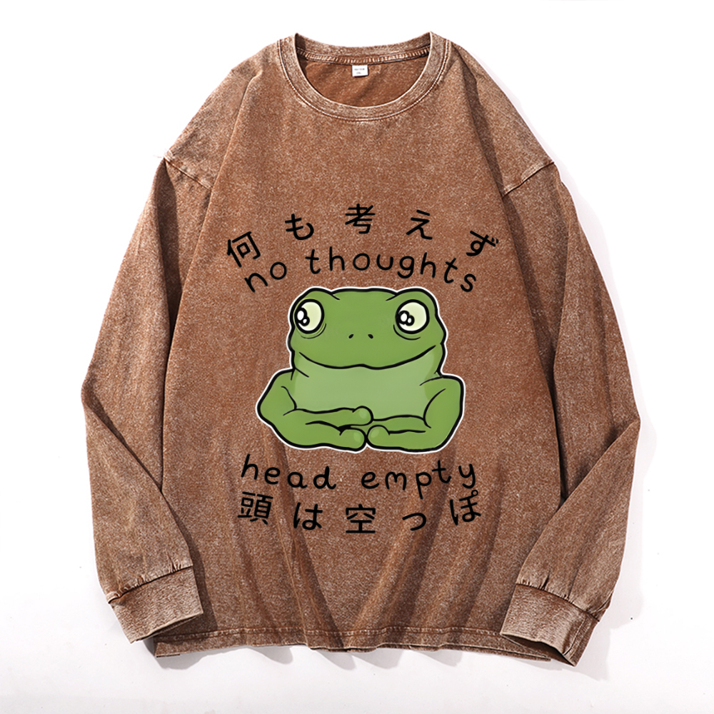 Vintage Cotton Wash Crewneck Long-Sleeve T-Shirt