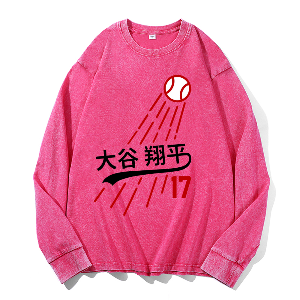 Vintage Cotton Wash Crewneck Long-Sleeve T-Shirt