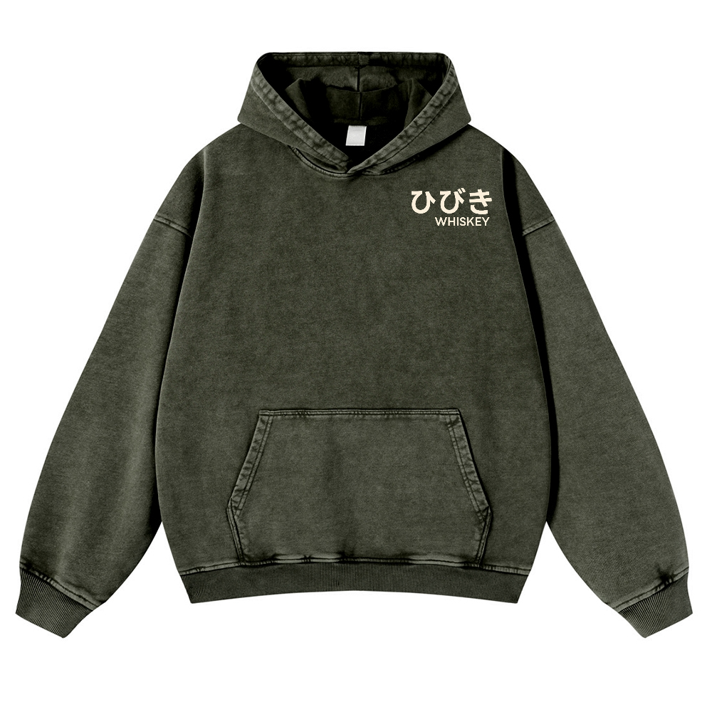 Hibiki Whisky Vintage Washed Cotton Back Art Hoodie