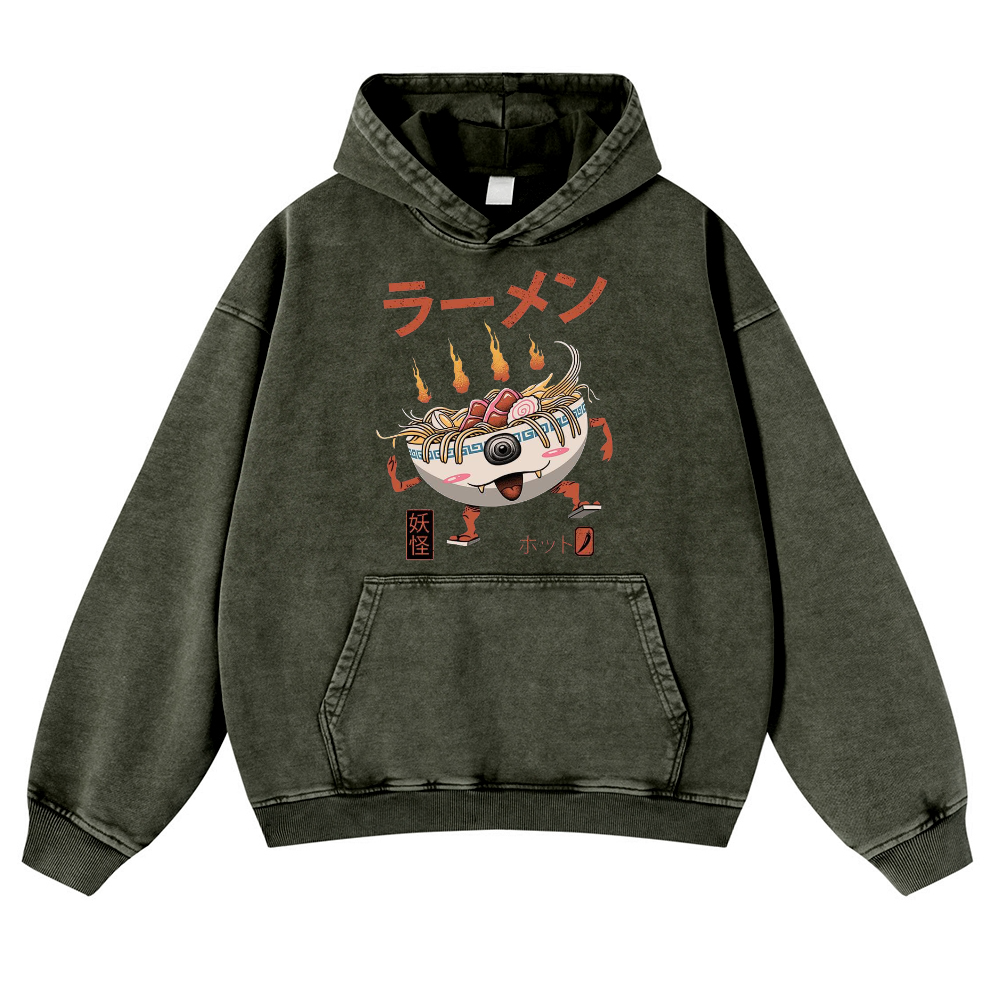 Ramen Monster Vintage Washed Thick Cotton Hoodie