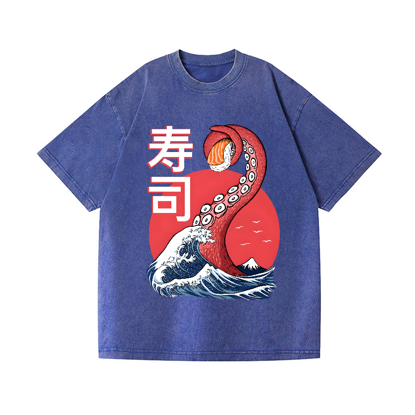 Sushi Octopus Vintage Wash Japanese Design T-Shirt