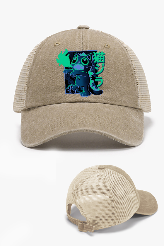 Cat Kaiju Vintage Cotton Breathable Hat