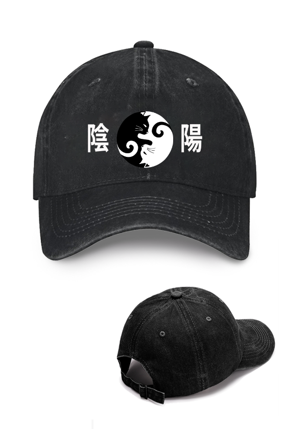 Yin-yang Cat Vintage Cotton Cap
