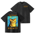 Cat Van Caligogh Vintage Wash Japanese Design Back Art T-Shirt