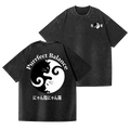 Yin-yang Cat Vintage Wash Japanese Design Back Art T-Shirt