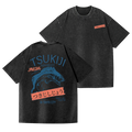 Tsukiji Market Vintage Wash Japanese Design Back Art T-Shirt
