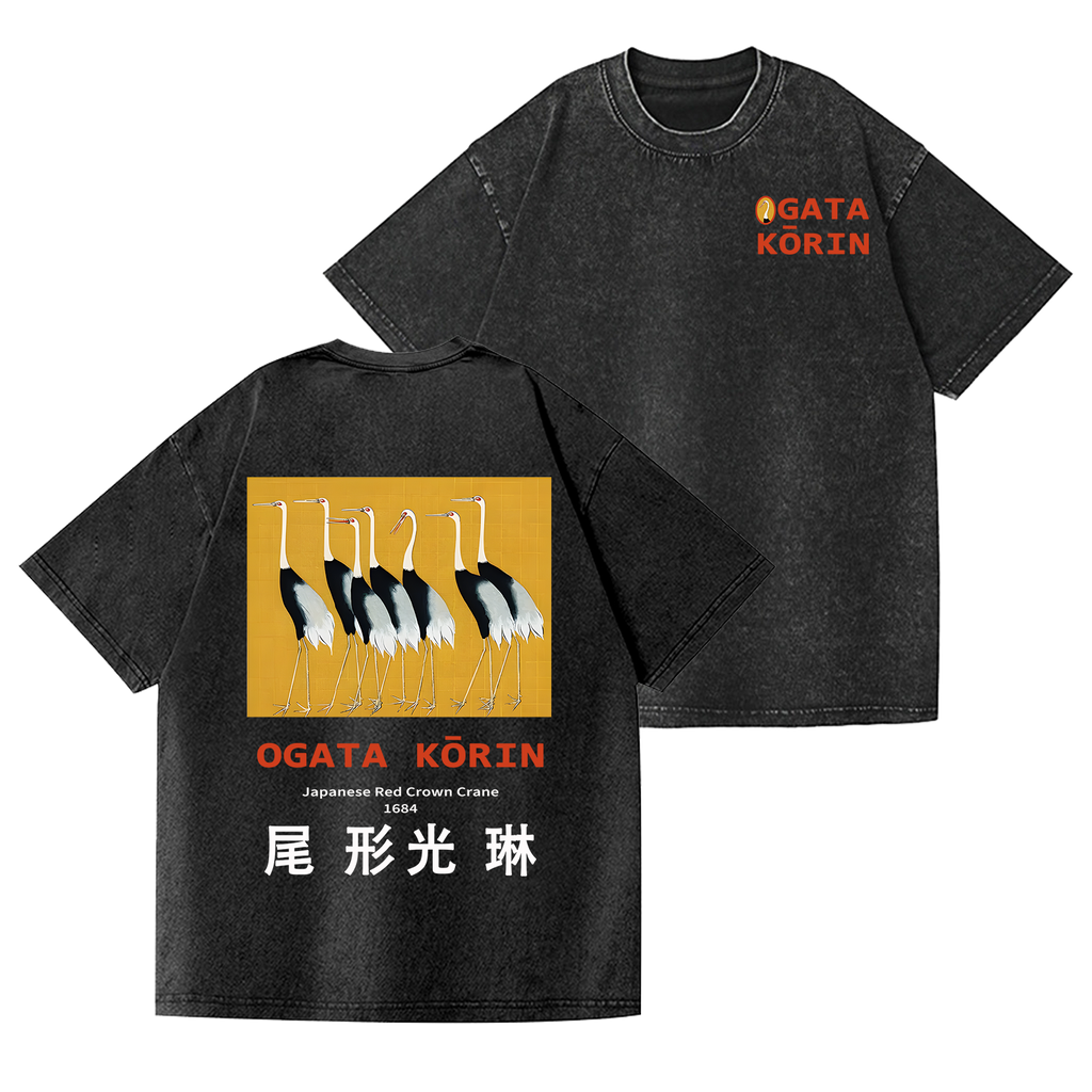 Ogata Korin Vintage Wash Japanese Design Back Art T-Shirt