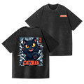 Catzilla Cat Vintage Wash Japanese Design Back Art T-Shirt