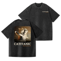 Catitanic Cat Vintage Wash Japanese Design Back Art T-Shirt