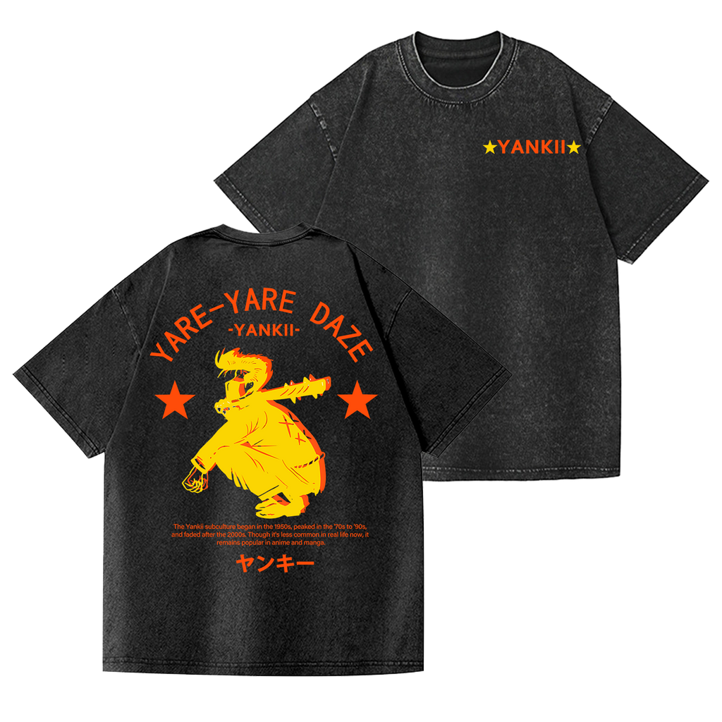 Yare Yare Daze Vintage Wash Japanese Design Back Art T-Shirt