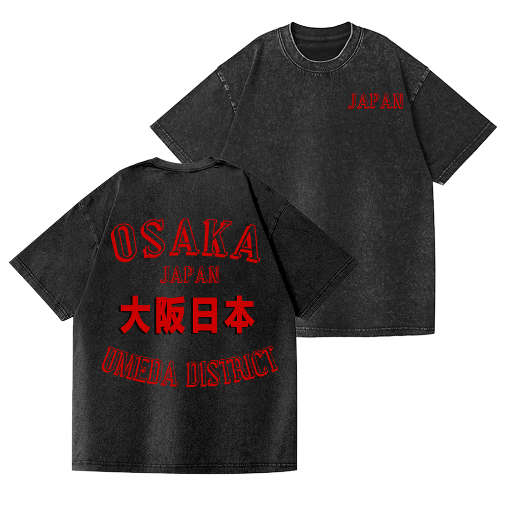 Osaka Vintage Wash Japanese Design Back Art T-Shirt