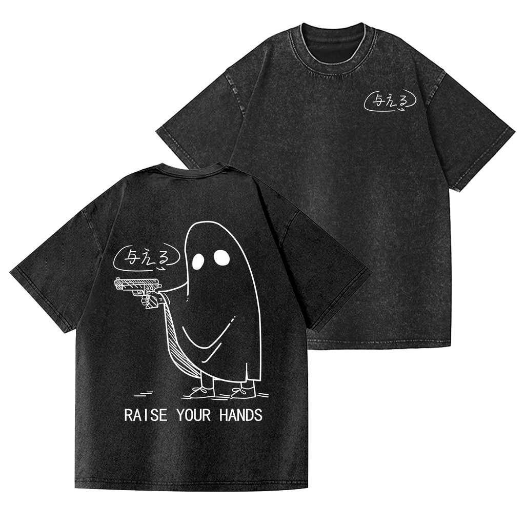Ghost Vintage Wash Japanese Design Back Art T-Shirt
