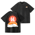 Cat Vintage Wash Japanese Design Back Art T-Shirt