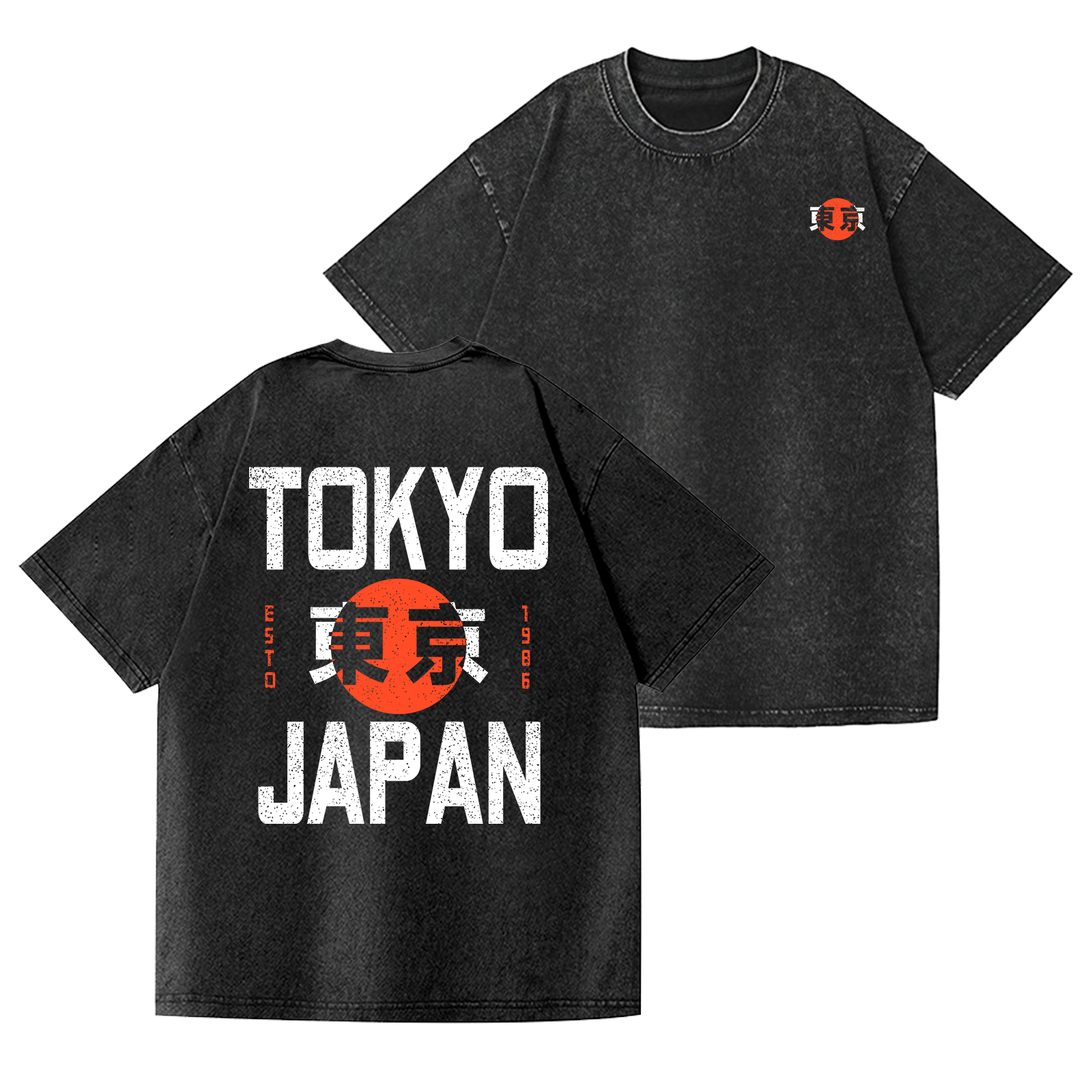 Tokyo Japan Vintage Wash Japanese Design Back Art T-Shirt
