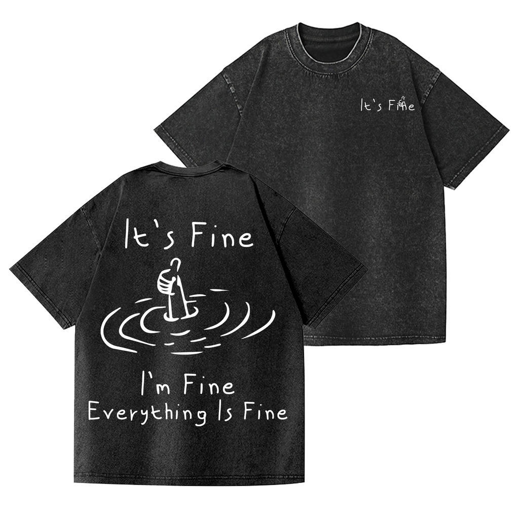 It's Fine Vintage Wash Japanese Design Back Art T-Shirt