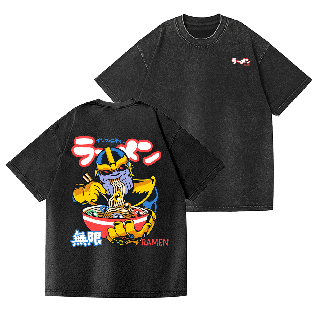 Ramen Hero Vintage Wash Japanese Design Back Art T-Shirt