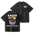 Kaiju Ramen Vintage Wash Japanese Design Back Art T-Shirt