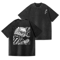 Cat Vintage Wash Japanese Design Back Art T-Shirt