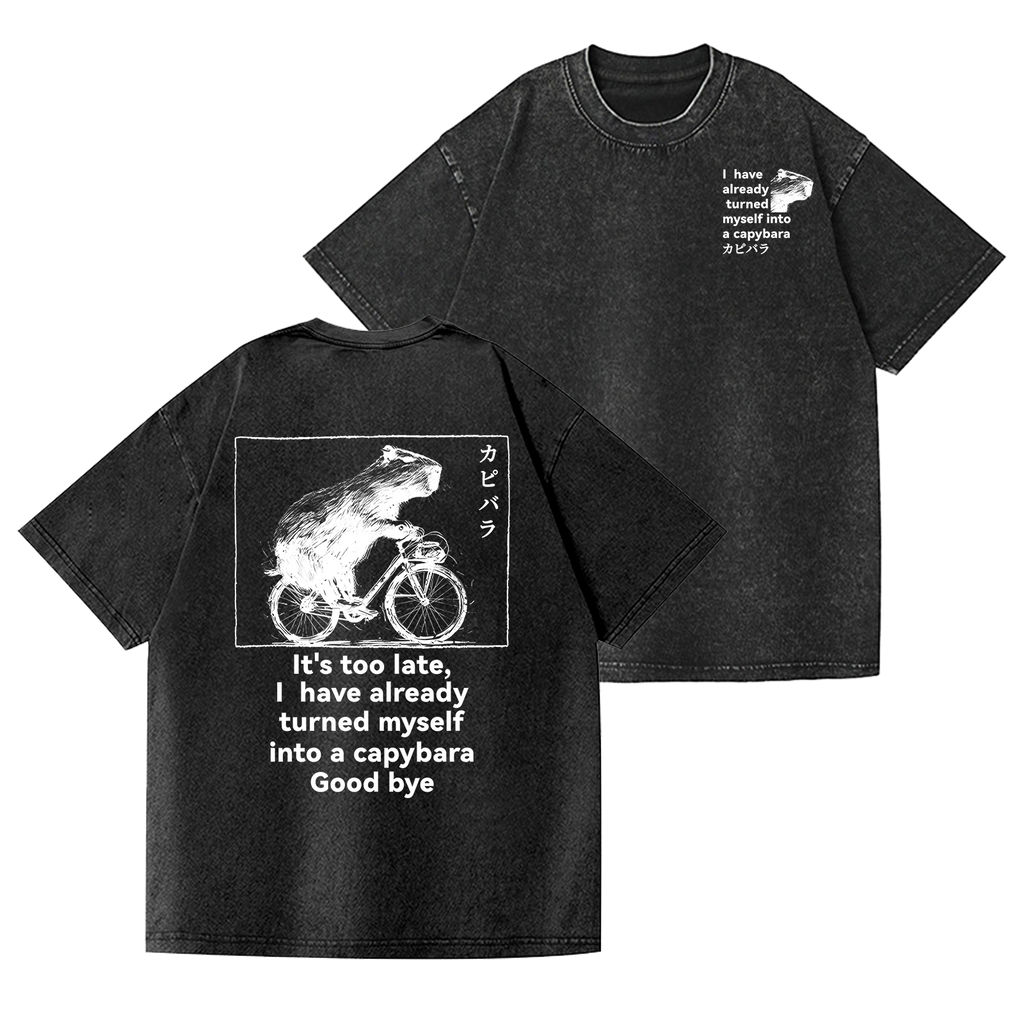 Capybara Vintage Wash Japanese Design Back Art T-Shirt