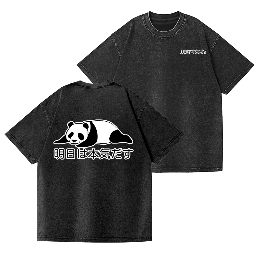 Panda Vintage Wash Japanese Design Back Art T-Shirt