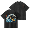 Surfing Kaiju Vintage Wash Japanese Design Back Art T-Shirt