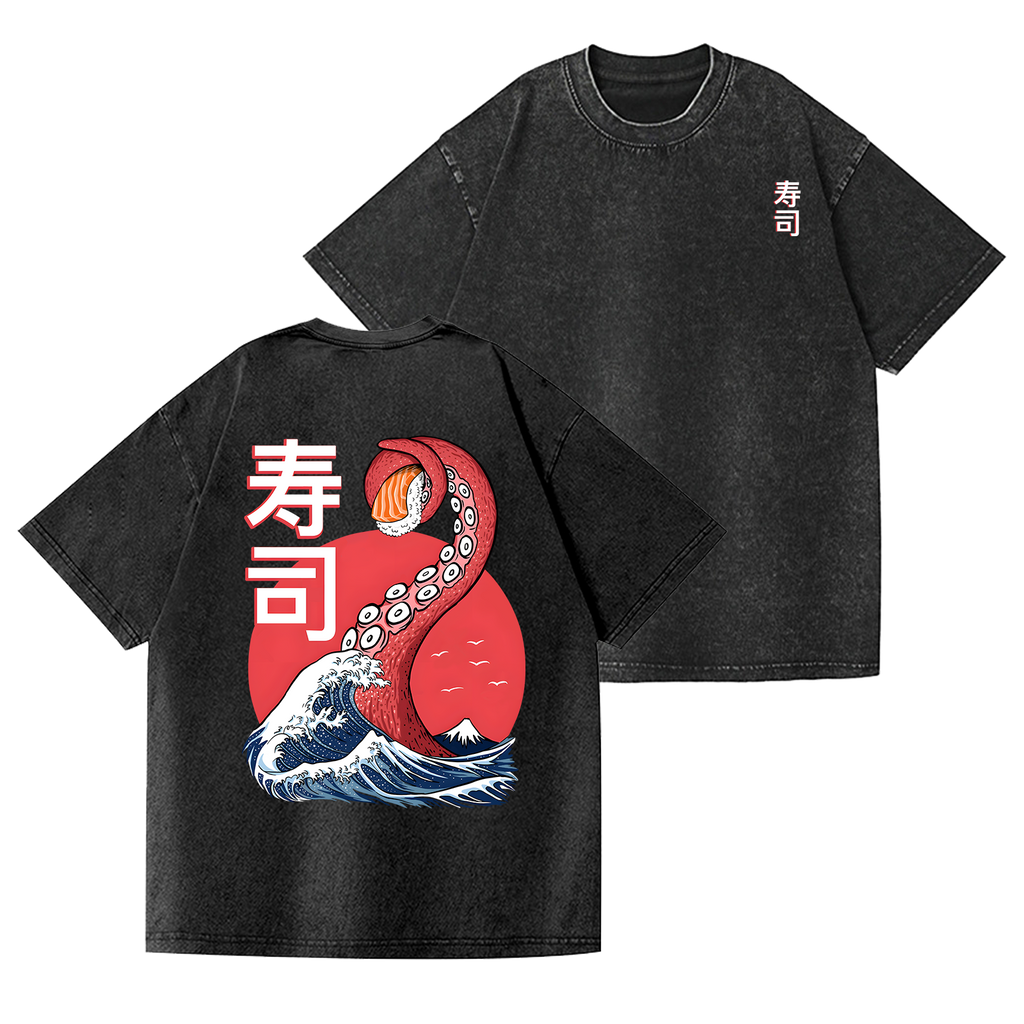 Cuisine Vintage Wash Japanese Design Back Art T-Shirt