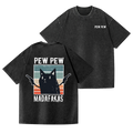 Pew Pew Cat Vintage Wash Japanese Design Back Art T-Shirt