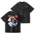 Cat Vintage Wash Japanese Design Back Art T-Shirt