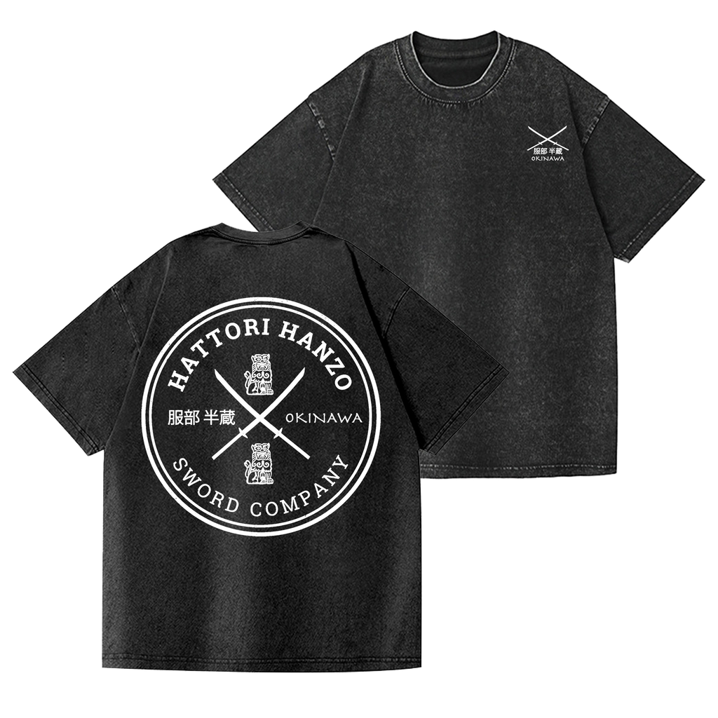 Hattori Hanzo Vintage Wash Japanese Design Back Art T-Shirt
