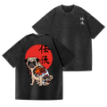 Dog Vintage Wash Japanese Design Back Art T-Shirt
